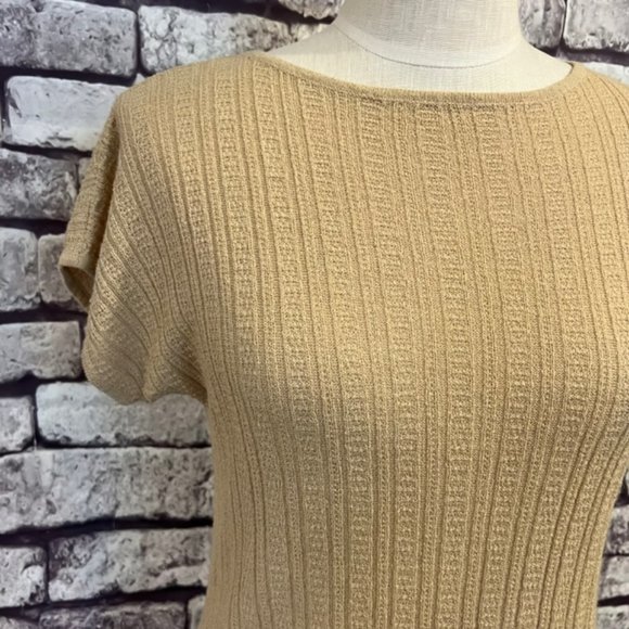 Evan-Picone Beige Knit Short Sleeve Top Size M - Picture 2 of 8